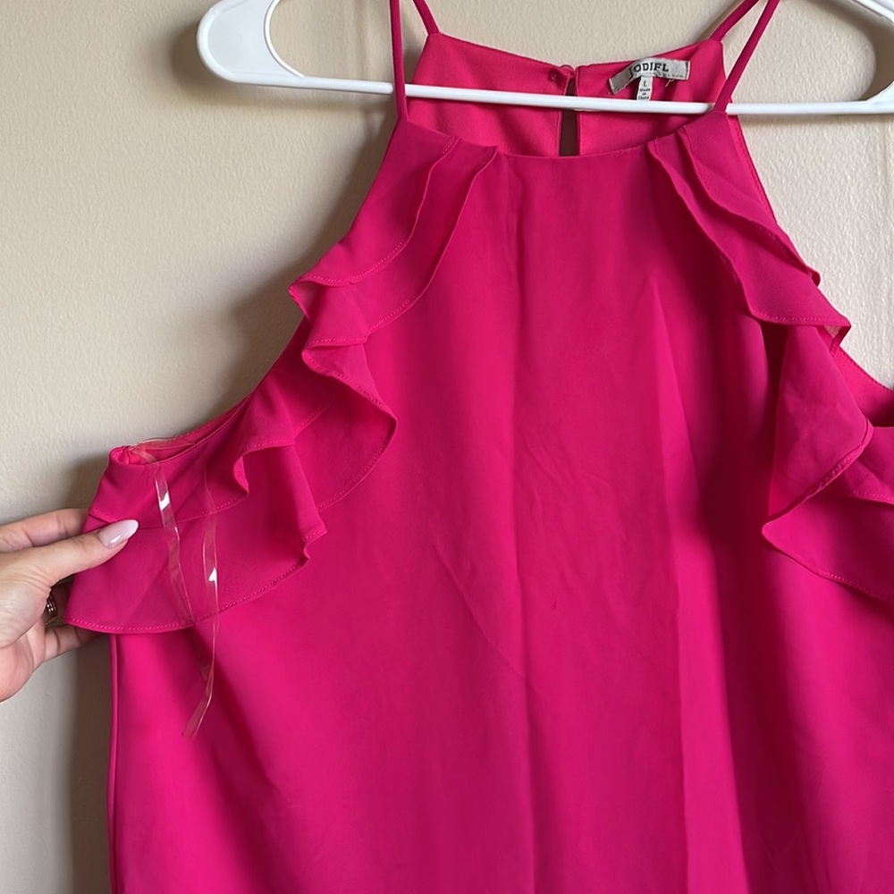 Woman’s HighNeck Ruffled Tank - Picture 2 of 3